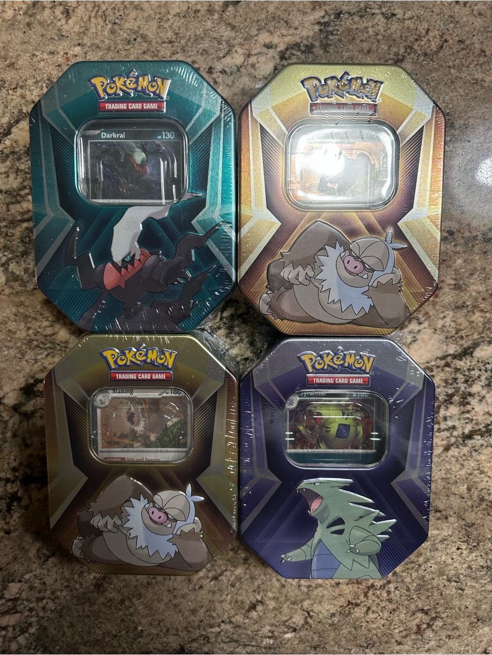 Pokemon TCG  Slaking,Tyranitar & Darkrai Lot Of 4 New Sealed Collectors Tins